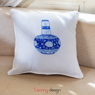 Cushion cover - high-neck flower vase embroidery 